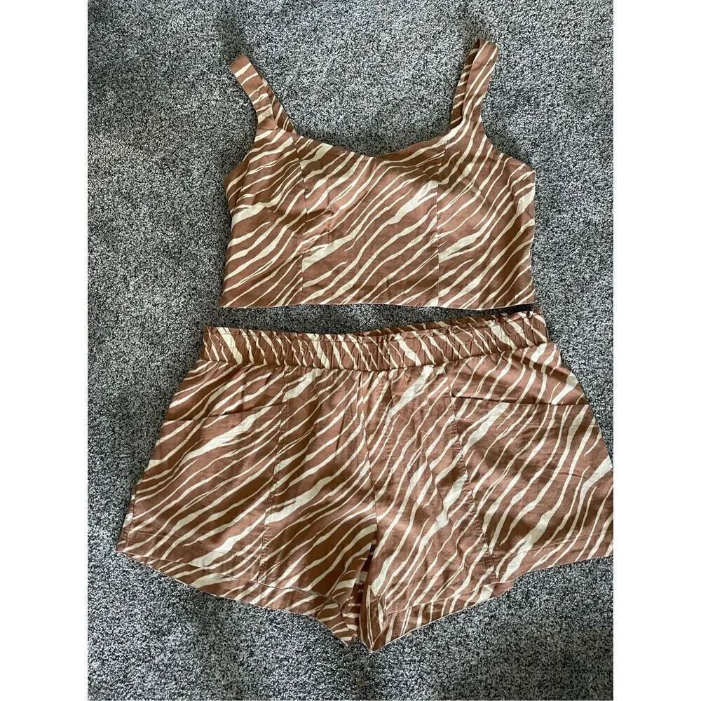 ❤️A New Day Animal Print Linen Short Set 2XL